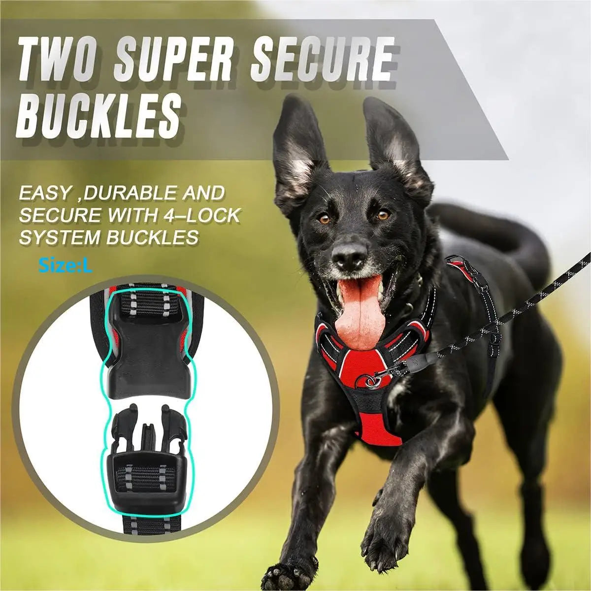 Tomhat No Pull Dog Harness Front Clip Heavy Duty Reflective Easy Control Handle for Large Dog Walking