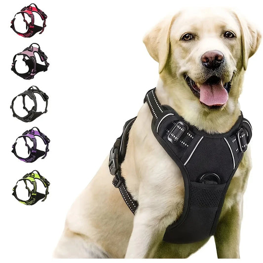 Tomhat No Pull Dog Harness Front Clip Heavy Duty Reflective Easy Control Handle for Large Dog Walking