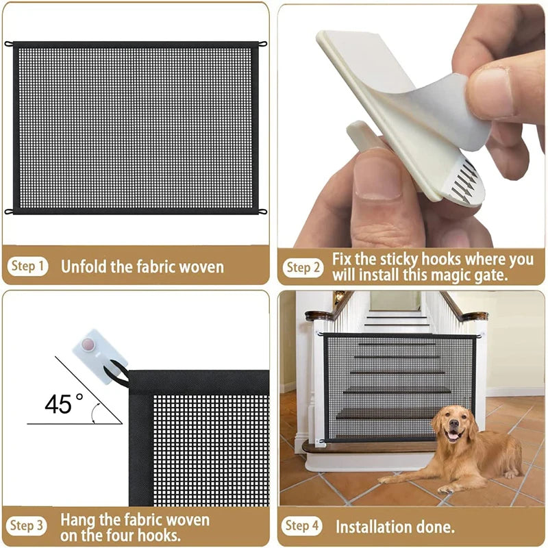 Tomhat Pet Dog Barrier Fences With 4Pcs Hook Pet Isolated Network Stairs