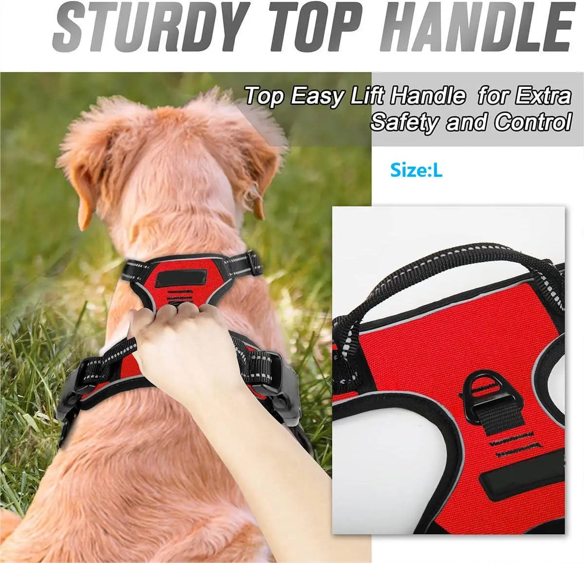 Tomhat No Pull Dog Harness Front Clip Heavy Duty Reflective Easy Control Handle for Large Dog Walking