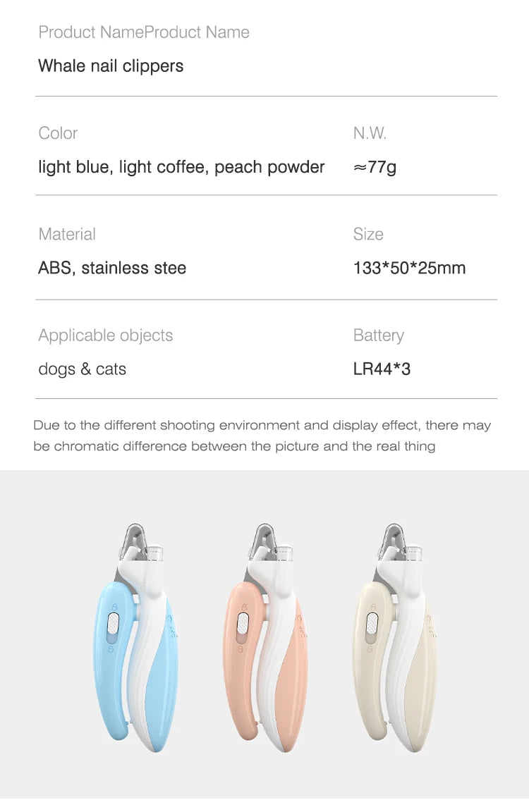 Tomhat Professional Pet Nail Clippers with Led Light Animals Paw Nail Trimmer Dogs Cats