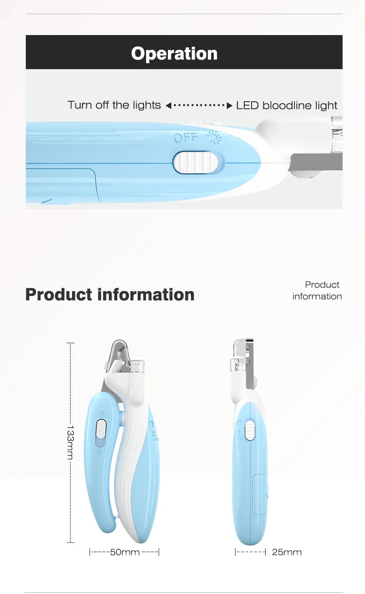 Tomhat Professional Pet Nail Clippers with Led Light Animals Paw Nail Trimmer Dogs Cats