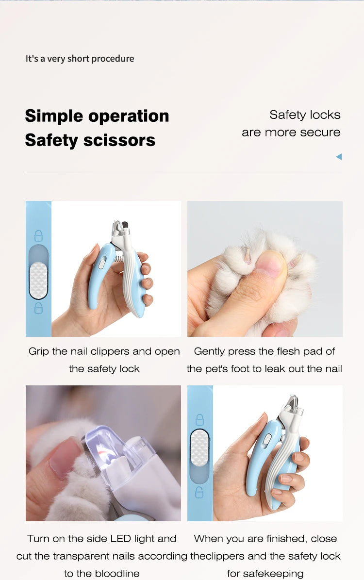 Tomhat Professional Pet Nail Clippers with Led Light Animals Paw Nail Trimmer Dogs Cats