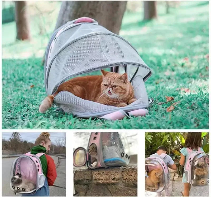 Tomhat Expandable Cat Carrier Backpack Large Transparent Pet Carrier Travel Backpack Bubble Space Capsule High Quality Pet Travel Bag