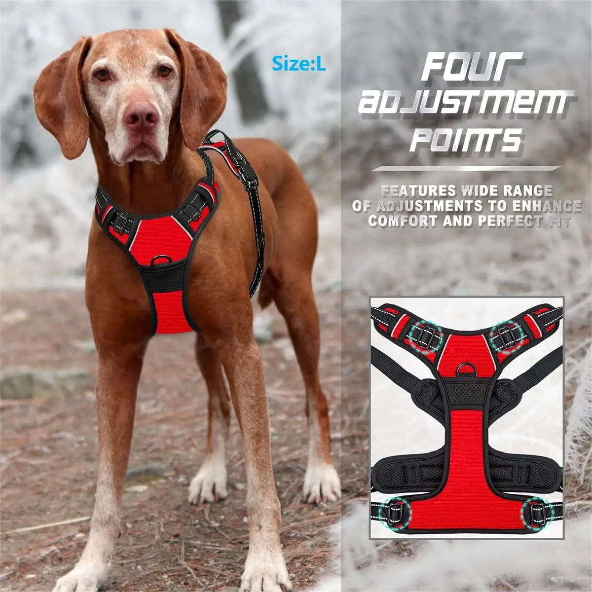 Tomhat No Pull Dog Harness Front Clip Heavy Duty Reflective Easy Control Handle for Large Dog Walking